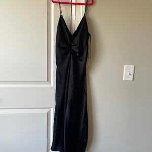 Zara black satin slip dress